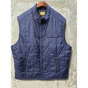 Vtg Tre Vero Nylon Puffer Vest XL Navy Blue Zipper Pockets Outdoor Work Gorp EUC